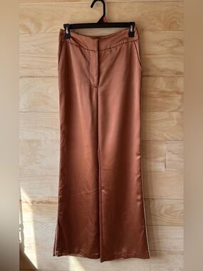 Jason Wu Men's Wide-Leg Satin Pants in Rust Copper